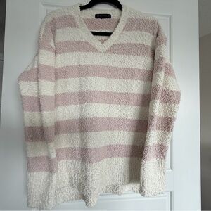 Sanctuary Pink and Cream V-Neck Sweater